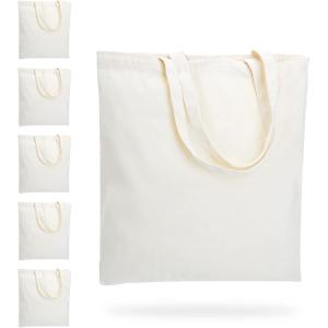 imageHTVRONT Canvas Tote Bag 6 Pack  10 Oz Sublimation Tote Bags Blank Lightweight Reusable Grocery Bags Sustainable Eco Friendly Use for DIY Gift Bags Heat Transfer Sublimation