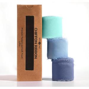 imageHTVRONT Chiffon Silk Ribbon 15quot x 7Yd Soft Handmade Fringe Frayed Edged Baby Shower Bridal Bouquets Wedding Invitation Decor PurpleBlue