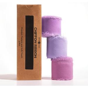 imageHTVRONT Chiffon Silk Ribbon 15quot x 7Yd Soft Handmade Fringe Frayed Edged Baby Shower Bridal Bouquets Wedding Invitation Decor PurplePurple