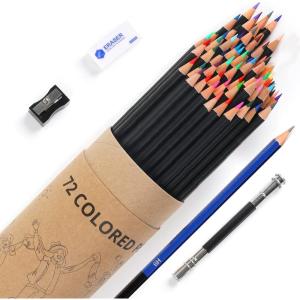 imageHTVRONT Colored Pencils 72PCS Colored Pencils for Adult Coloring No Break Coloring Pencils Vibrant Color Easy to Sharpen Color Pencils Includes Sketch Pencil Sharpener Eraser Extender