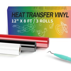imageHTVRONT Cow Print HTV Vinyl  12quot x 8ft Cow Printed Animal Pattern Iron on Vinyl for Cricut ampamp Silhouette Cameo Cow Printed Heat Transfer Vinyl for Shirts  Easy to Cut ampamp Weed for Heat Vinyl DesignCBlack Red White