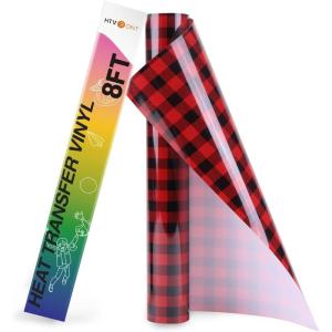 imageHTVRONT Cow Print HTV Vinyl  12quot x 8ft Cow Printed Animal Pattern Iron on Vinyl for Cricut ampamp Silhouette Cameo Cow Printed Heat Transfer Vinyl for Shirts  Easy to Cut ampamp Weed for Heat Vinyl DesignABlack Red Plaid