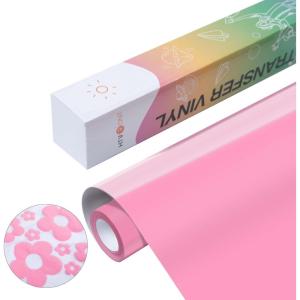 imageHTVRONT Cow Print HTV Vinyl  12quot x 8ft Cow Printed Animal Pattern Iron on Vinyl for Cricut ampamp Silhouette Cameo Cow Printed Heat Transfer Vinyl for Shirts  Easy to Cut ampamp Weed for Heat Vinyl DesignDPink Puff