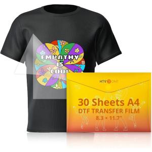 imageHTVRONT DTF Transfer Film for Sublimation  30 Sheets of A4 83117quot DTF Paper for Inkjet Printers Direct to Film Transfer Paper for Cotton T shirts Easy to Use Vivid Colors Easy to IndentifyA4  30 Sheets