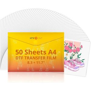 imageHTVRONT DTF Transfer Film for Sublimation  30 Sheets of A4 83117quot DTF Paper for Inkjet Printers Direct to Film Transfer Paper for Cotton T shirts Easy to Use Vivid Colors Easy to IndentifyA4  50 Sheets