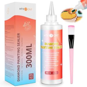 imageHTVRONT Diamond Painting Sealer  300 ml Diamond Painting Glue Sealer with Brush Protects Your Project and Make Sparkle Fast Drying ampamp Easy to Spread Works Great for Puzzles Diamond Paintings
