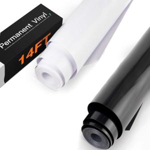 imageHTVRONT Glossy White Permanent Vinyl  12quot x 14 FT Black Glossy Permanent Vinyl  12quot x 14 FT