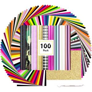 imageHTVRONT HTV Heat Transfer Vinyl Bundle  100 Pack 12  10in Heat Transfer Vinyl for TShirt 43 Assorted Colors HTV Vinyl Bundle for All Cutter Machine Easy to Cut ampamp Weed ampamp Transfer Iron on Vinyl100 Pack Multi Colors