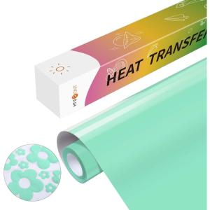 imageHTVRONT HTV Heat Transfer Vinyl12 x 3FT Turquoise HTV Vinyl Roll for TShirts Iron on Vinyl for All Cutting Machines ampamp Heat Press Machine Easy to Cut ampamp Weed Vinyl Heat Transfer TurquoisePuffRetro Mint