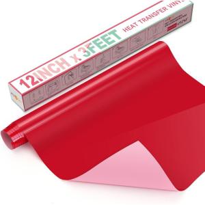 imageHTVRONT HTV Heat Transfer Vinyl12 x 3FT Turquoise HTV Vinyl Roll for TShirts Iron on Vinyl for All Cutting Machines ampamp Heat Press Machine Easy to Cut ampamp Weed Vinyl Heat Transfer TurquoiseCRed