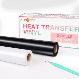 imageHTVRONT HTV Heat Transfer Vinyl12 x 3FT Turquoise HTV Vinyl Roll for TShirts Iron on Vinyl for All Cutting Machines ampamp Heat Press Machine Easy to Cut ampamp Weed Vinyl Heat Transfer TurquoiseCBlack  White