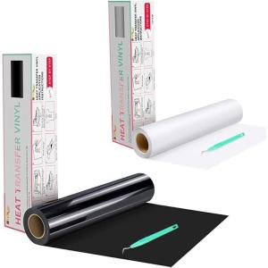 imageHTVRONT Heat Transfer Vinyl White HTV Rolls  12quot x 20ft White Iron on Vinyl ampamp Black Heat Transfer Vinyl Rolls  12quot x 20ft Black Iron on Vinyl