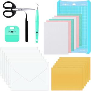 imageHTVRONT Insert Cards Bundle Compatible with Cricut Joy  Card Making Kit Include Insert Cards Folded Cardstock Envelope Card Mat and Weeding Tools Suitable for Holiday Birthday Valentine