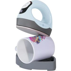 imageHTVRONT Mini Heat Press  3 in 1 Heat Press Machine for TShirts Hats Mugs with Larger Flat Curved Plate Customized TempampampTime Digital Display Memory Function and Insulated Base Laurel GreenBubble Blue