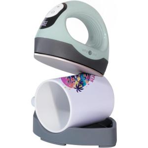 imageHTVRONT Mini Heat Press  3 in 1 Heat Press Machine for TShirts Hats Mugs with Larger Flat Curved Plate Customized TempampampTime Digital Display Memory Function and Insulated Base Laurel GreenLaurel Green