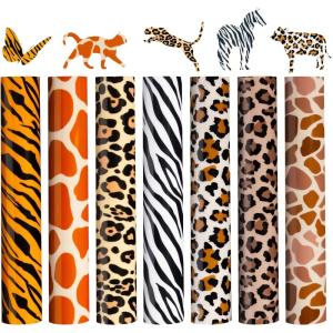 imageHTVRONT Neon Heat Transfer Vinyl  12 Pack HTV with 11 Assorted Colors and 1 Teflon Sheet Compatible with Cricut Cutting Machine ampamp Silhouette Cameo  12x10inanimal pattern htv