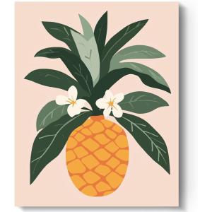 imageHTVRONT Paint by Number Kits for Adults Beach Sunset Couple Easy Paint by Numbers Kits for Beginner Adult Paint by Numbers on Canvas for Relax Gift Home Wall Decor 16x20inPineapple