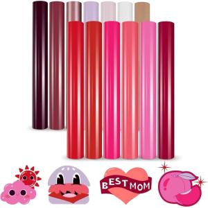 imageHTVRONT Pink Heat Transfer Vinyl  13 Sheets Hot Pink HTV Vinyl in 12 Assorted Colors Red Iron on Vinyl for Cricut ampamp Cameo  Easy to Cut ampamp WeedPink