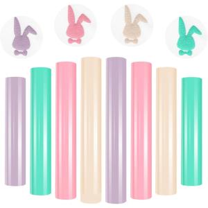 imageHTVRONT Puff Vinyl Heat Transfer  9Pcs Pastel Puff HTV Vinyl in 4 Assorted Candy Colors3D Puff Heat Transfer Vinyl for TShirts12quotx10quot Puff Iron on Vinyl Compatible with Cricut Cutting MachinePastel Puff HTV