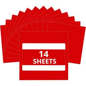 imageHTVRONT Red Permanent Vinyl  14 Pack Glossy 12  x 12  Adhesive Sheets for Craft Projects Party Decoration Red Permanent Adhesive Vinyl for All Cutting Machine