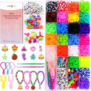imageHTVRONT Rubber Band Bracelet Kit  23 Colors Loom Bracelet Making Kit for Kids Durable Loom Bands Kit for Beginners Girls Boys Birthday Parties Creativity Gift Art Craft Kit Loom Bracelet Kit