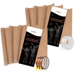 imageHTVRONT Teflon Sheets for Heat Press  6 Packs 12quot x 16quot Teflon Sheets with 6 Rolls 10mm x 33m Heat Tape