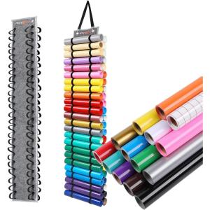 imageHTVRONT Vinyl Storage Organizer ampamp 13Pack MultiColors Permanent Adhesive Vinyl Rolls