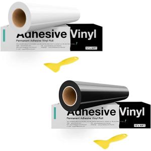imageHTVRONT White ampamp Black Permanent Vinyl Rolls 12quot x 40 FT Glossy Water Resistant Ideal for Cricut Silhouette Signs Scrapbooking Home Decor