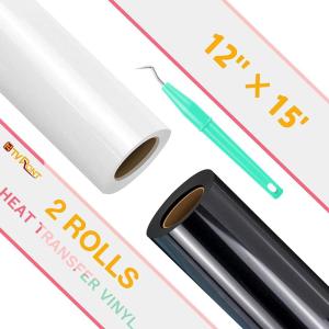 imageHTVRONT Heat Transfer Vinyl Champagne HTV Rolls  12quot x 15ft Champagne Gold Iron on Vinyl for All Cutting Machines White HTV Vinyl for Shirts  Easy to Cut ampamp Weed for Heat Vinyl DesignBlack and White
