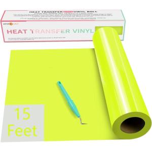 imageHTVRONT Heat Transfer Vinyl Champagne HTV Rolls  12quot x 15ft Champagne Gold Iron on Vinyl for All Cutting Machines White HTV Vinyl for Shirts  Easy to Cut ampamp Weed for Heat Vinyl DesignNeon Yellow