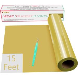 imageHTVRONT Heat Transfer Vinyl Champagne HTV Rolls  12quot x 15ft Champagne Gold Iron on Vinyl for All Cutting Machines White HTV Vinyl for Shirts  Easy to Cut ampamp Weed for Heat Vinyl DesignGold