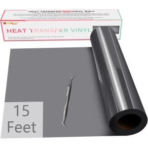 imageHTVRONT Heat Transfer Vinyl Champagne HTV Rolls  12quot x 15ft Champagne Gold Iron on Vinyl for All Cutting Machines White HTV Vinyl for Shirts  Easy to Cut ampamp Weed for Heat Vinyl DesignDark Grey