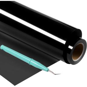 imageHTVRONT HTV Roll Heat Transfer Vinyl  12quot x 25ft Black Iron on Vinyl for TShirts Easy to Weed ampamp Transfer HTV Vinyl  Compatible with All Cutting MachineBlack