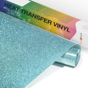 imageHTVRONT Purple White Glitter HTV Vinyl 10 x 5ft Purple White Glitter Iron On Vinyl for All Cutting Machine Glitter Heat Transfer Vinyl Roll for T Shirts  Easy to Cut ampamp Weed for Heat Vinyl DesignLight Blue