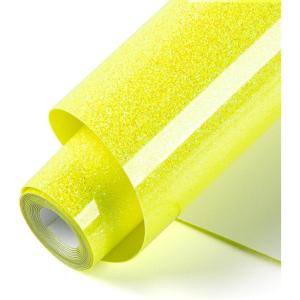 imageHTVRONT Purple White Glitter HTV Vinyl 10 x 5ft Purple White Glitter Iron On Vinyl for All Cutting Machine Glitter Heat Transfer Vinyl Roll for T Shirts  Easy to Cut ampamp Weed for Heat Vinyl DesignNeon Lemon Yellow