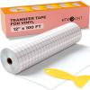 imageHTVRONT Transfer Tape for Vinyl  12 x 100 FT wRed Alignment Grid Transfer Paper Medium Tack Vinyl Transfer Tape with Easy to Release for Crafts Signs Stickers Decals Walls Doors amp WindowsRed