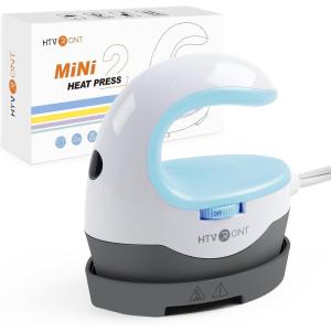imageHTVRONT Heat Press H1 Mini Heat Press Machine Small Heat Press Portable Iron Press Machine for T Shirts Hats Heating Transfer Projects H1 PinkBubble Blue