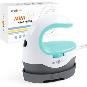imageHTVRONT Heat Press H1 Mini Heat Press Machine Small Heat Press Portable Iron Press Machine for T Shirts Hats Heating Transfer Projects H1 PinkMint