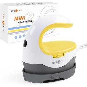 imageHTVRONT Heat Press H1 Mini Heat Press Machine Small Heat Press Portable Iron Press Machine for T Shirts Hats Heating Transfer Projects H1 PinkYellow