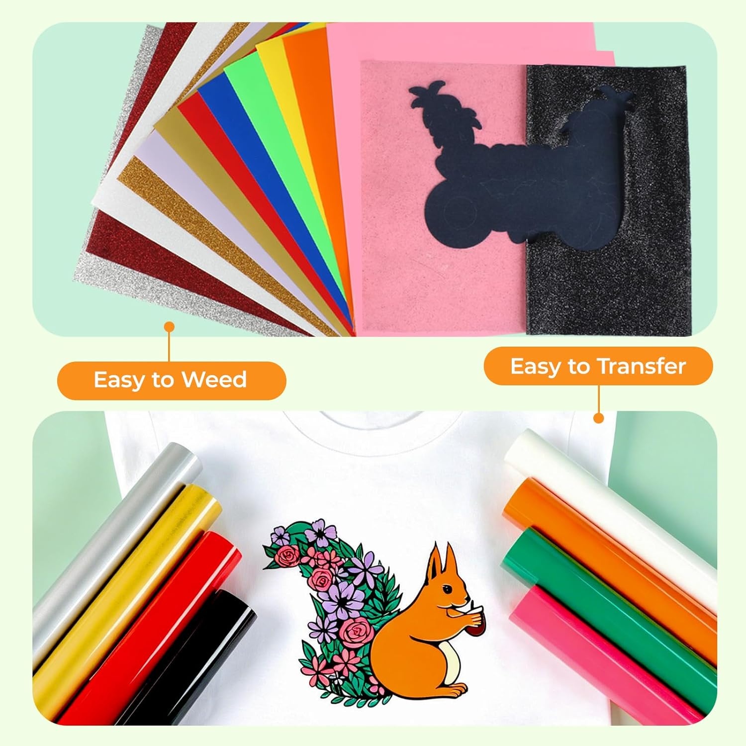 image:imageHTVRONT HTV Heat Transfer Vinyl  35 Pack HTV Vinyl Sheets 12 x 10 IronOn Vinyl for TShirts 30 Assorted Premium Colors HTV Compatible with Cricut Machine amp Silhouette CameoGlitter  Solid