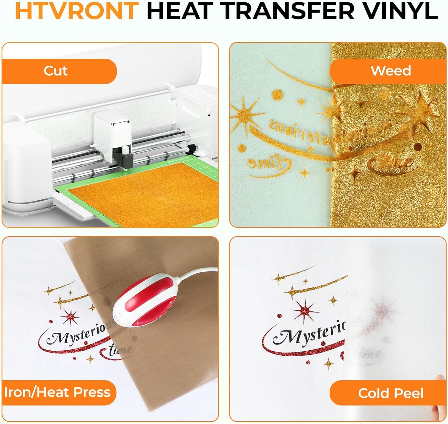 image:imageHTVRONT HTV Heat Transfer Vinyl  35 Pack HTV Vinyl Sheets 12 x 10 IronOn Vinyl for TShirts 30 Assorted Premium Colors HTV Compatible with Cricut Machine amp Silhouette CameoGlitter  Solid