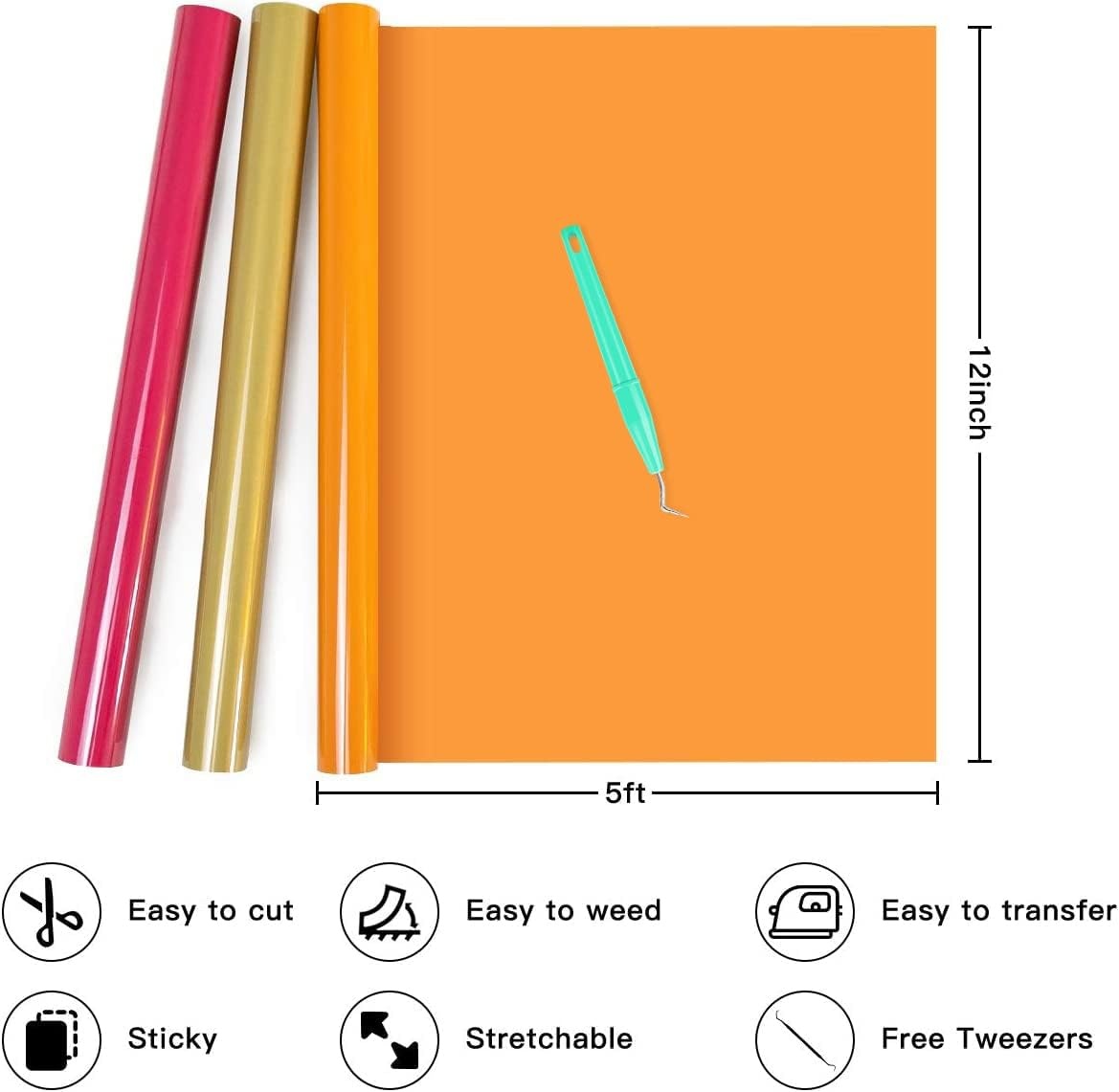 image:imageHTVRONT HTV Heat Transfer Vinyl  35 Pack HTV Vinyl Sheets 12 x 10 IronOn Vinyl for TShirts 30 Assorted Premium Colors HTV Compatible with Cricut Machine amp Silhouette CameoMulticolor