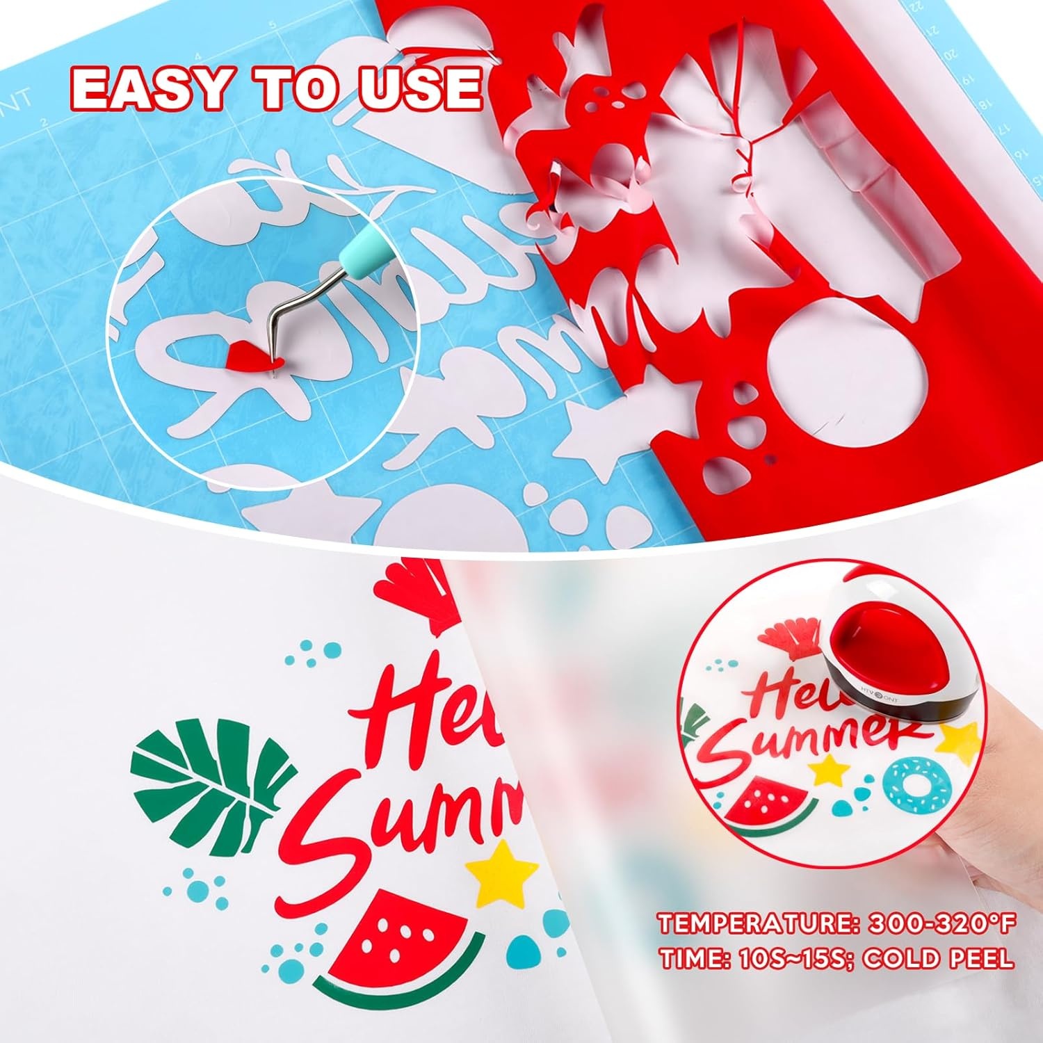 image:imageHTVRONT HTV Heat Transfer Vinyl  35 Pack HTV Vinyl Sheets 12 x 10 IronOn Vinyl for TShirts 30 Assorted Premium Colors HTV Compatible with Cricut Machine amp Silhouette CameoMulticolor