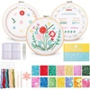 image:imageHTVRONT Sparkling Bead Embroidery Kit for Beginners 3 Sets Complete Embroidery Kits with Step by Step Stitch Video amp Instruction Starter Embroidery Kit with 11 Stitches for Gifts for WomanRed Flower Bead Embroidery