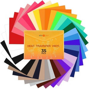 image:imageHTVRONT HTV Heat Transfer Vinyl  35 Pack HTV Vinyl Sheets 12 x 10 IronOn Vinyl for TShirts 30 Assorted Premium Colors HTV Compatible with Cricut Machine amp Silhouette CameoMulticolored